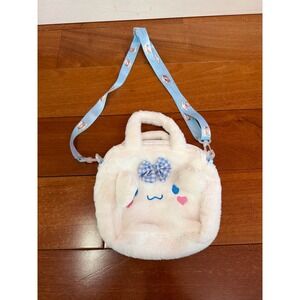 Sanrio Cinnamoroll Crossbody Bag Girls White Faux Fur Plush Handbag Small 8in